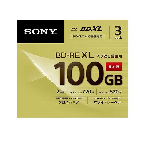 소니 비디오 블루레이 디스크 BD-RE XL 100GB X 3팩 - 알파앤오메가